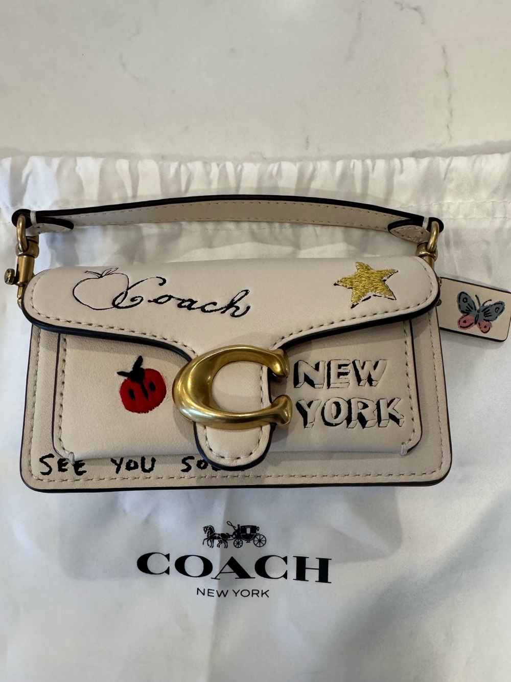Coach Tabby 12 Sketch Print Leather Shoulder Bag